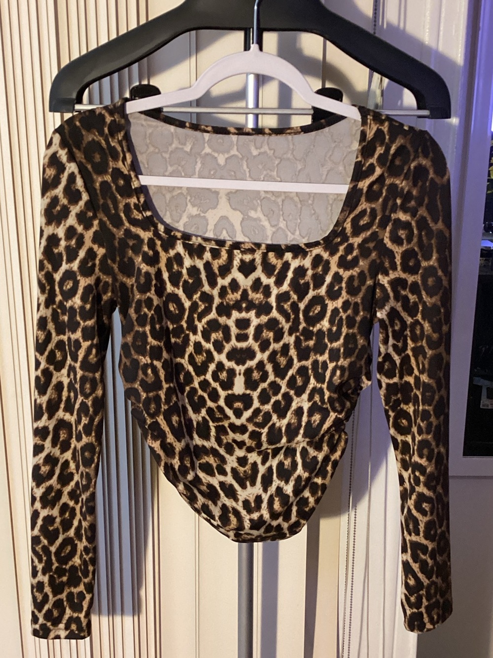 Leopard Print Long-Sleeve Scoop Neck Top - HOT!
